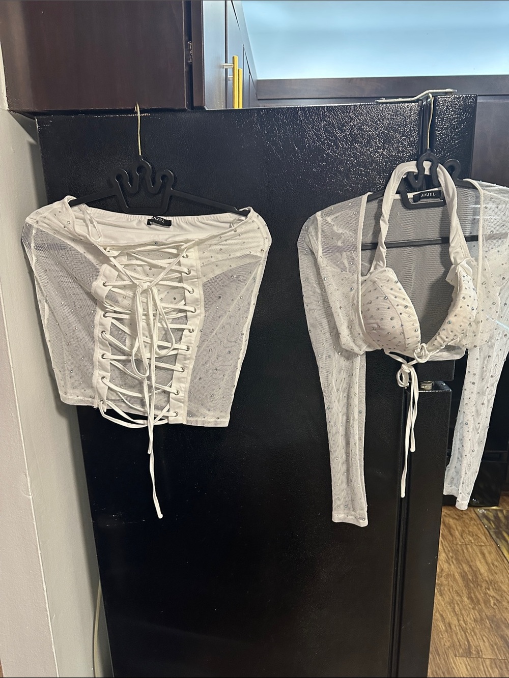 rhinestone mesh nightwear set
